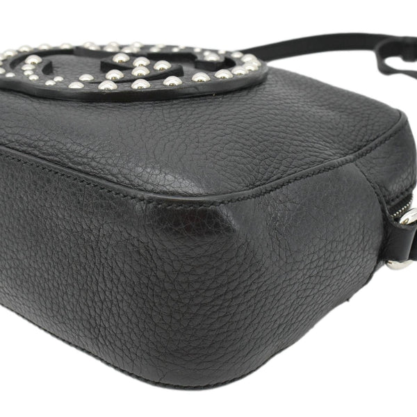GUCCI Soho Disco Studded Leather Crossbody Bag Black 308364