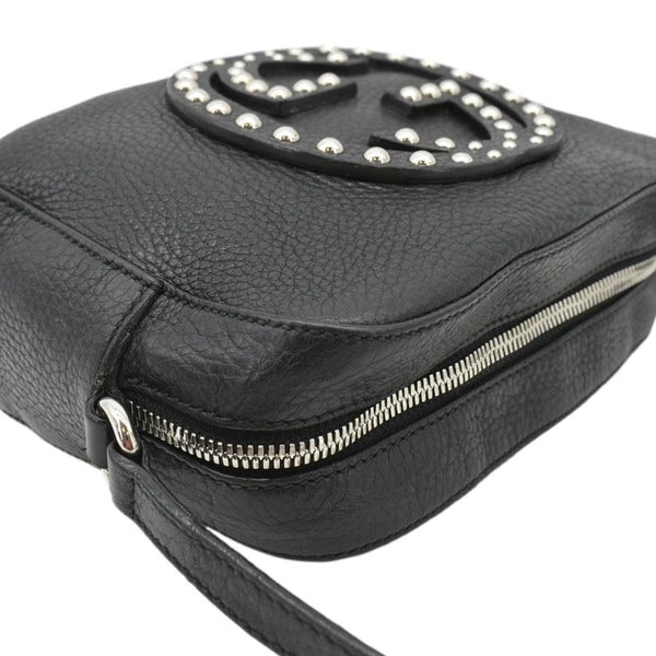 GUCCI Soho Disco Studded Leather Crossbody Bag Black 308364