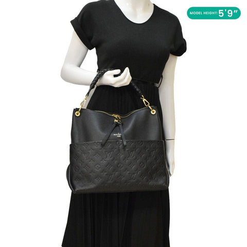 LOUIS VUITTON Maida Monogram Empreinte Leather Hobo Shoulder Bag Black