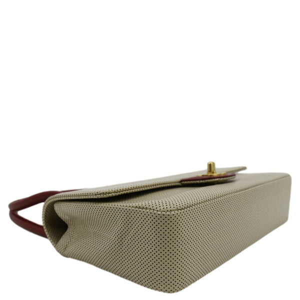 CHANEL Vintage Flap Top Handle Beige Leather Shoulder Bag with lower right side view