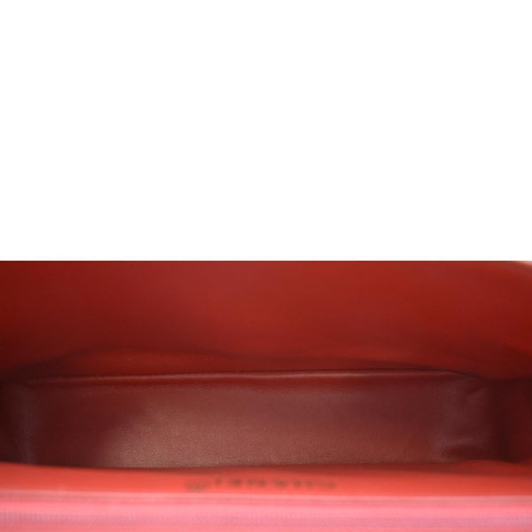 CHANEL Vintage Flap Top Handle Beige Leather Shoulder Bag with in side view