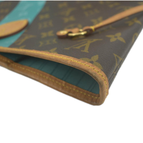 LOUIS VUITTON Limited Edition V Neverfull MM Monogram Canvas Tote Bag Turquoise
