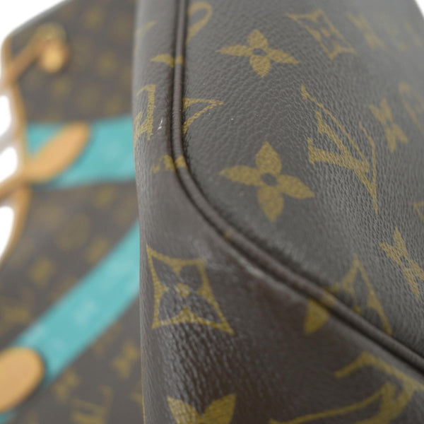 LOUIS VUITTON Limited Edition V Neverfull MM Monogram Canvas Tote Bag Turquoise