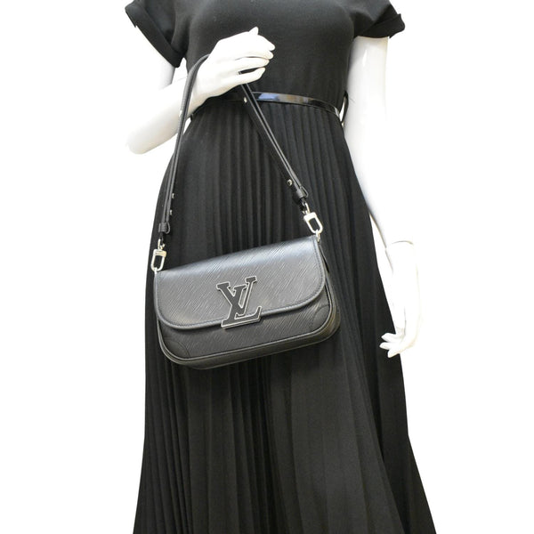 LOUIS VUITTON Leather Shoulder Bag Black dummy look