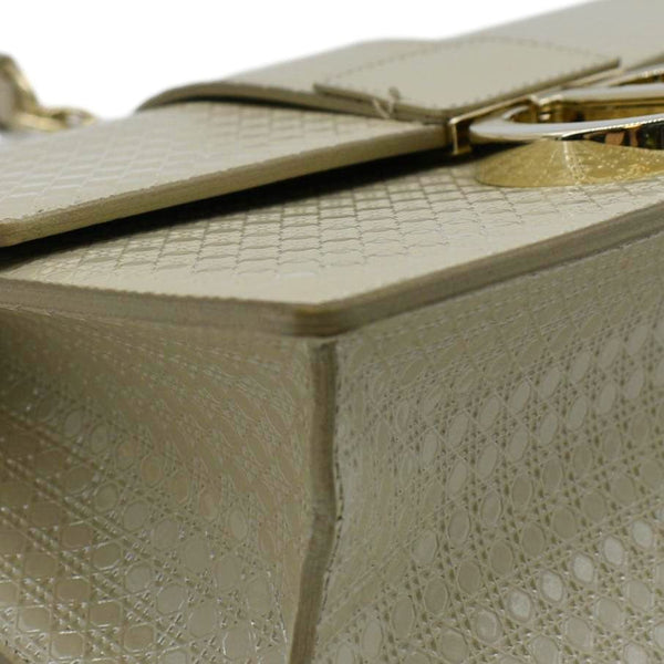 CHRISTIAN DIOR Micro Cannage 30 Montaigne Patent Leather Crossbody Bag Light Beige