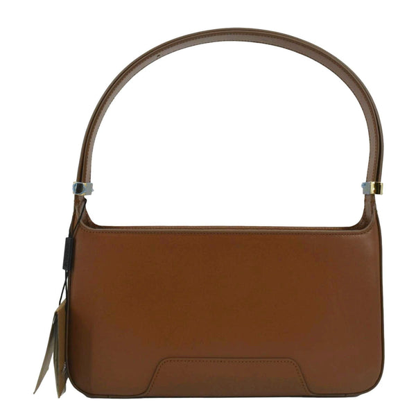 BURBERRY TB Medium Italian Tan Leather Shoulder Bag with back view