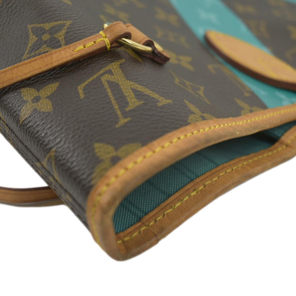 LOUIS VUITTON Limited Edition V Neverfull MM Monogram Canvas Tote Bag Turquoise
