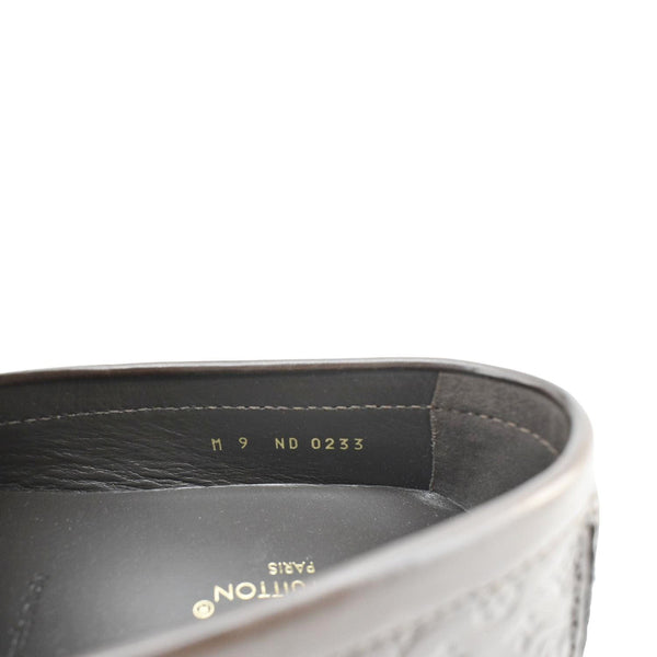 LOUIS VUITTON Hockenheim Moccasin Monogram Leather Loafers Brown US 9