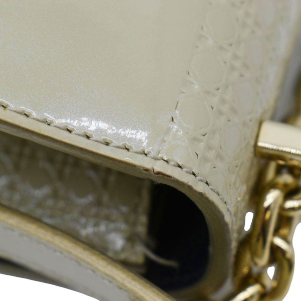 CHRISTIAN DIOR Micro Cannage 30 Montaigne Patent Leather Crossbody Bag Light Beige