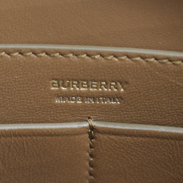 BURBERRY TB Medium Italian Tan Leather Shoulder Bag with logo