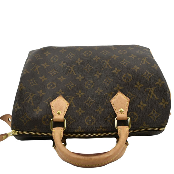 LOUIS VUITTON Speedy 30 Monogram Canvas Satchel Bag Brown