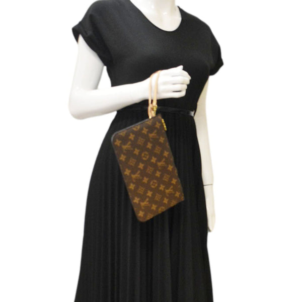 LOUIS VUITTON Monogram Canvas Wristlet Pouch Brown