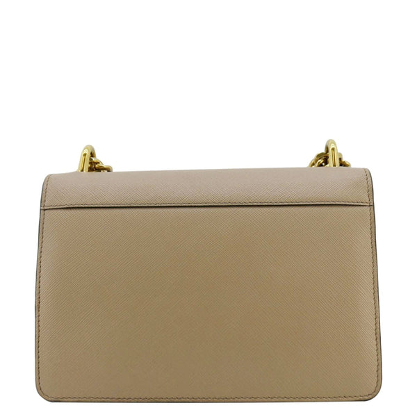 PRADA Soft Saffiano Leather Chain Crossbody Bag Beige