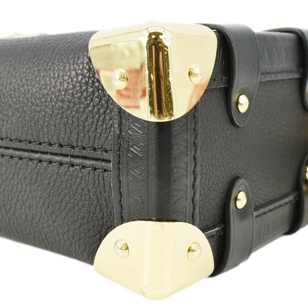 LOUIS VUITTON Side Trunk PM Grained Leather Tote Shoulder Bag Black