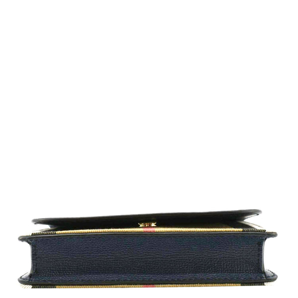 BURBERRY Hampshire Small House Check Canvas Crossbody Bag Navy Blue