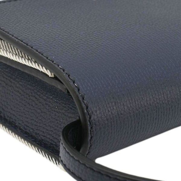 BURBERRY Hampshire Small House Check Canvas Crossbody Bag Navy Blue