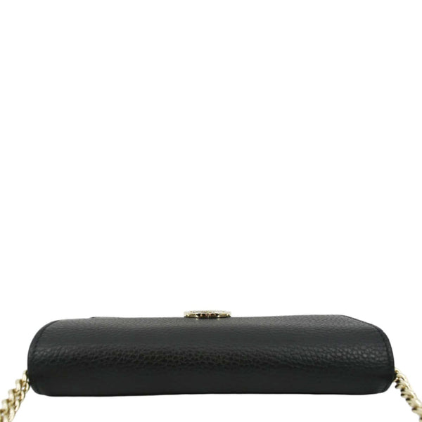 GUCCI GG Interlocking Pebbled Leather Crossbody Bag Black 615523