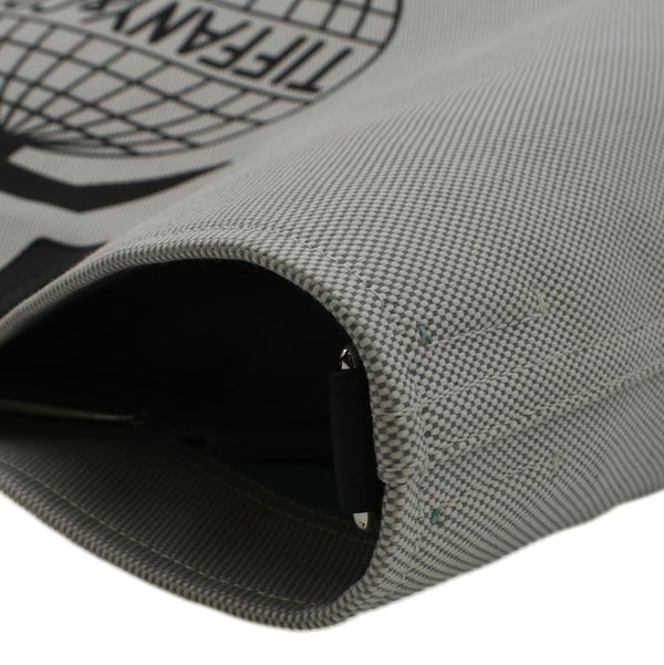 TIFFANY & CO Weekend Canvas Tote Bag Light Grey front left corner look