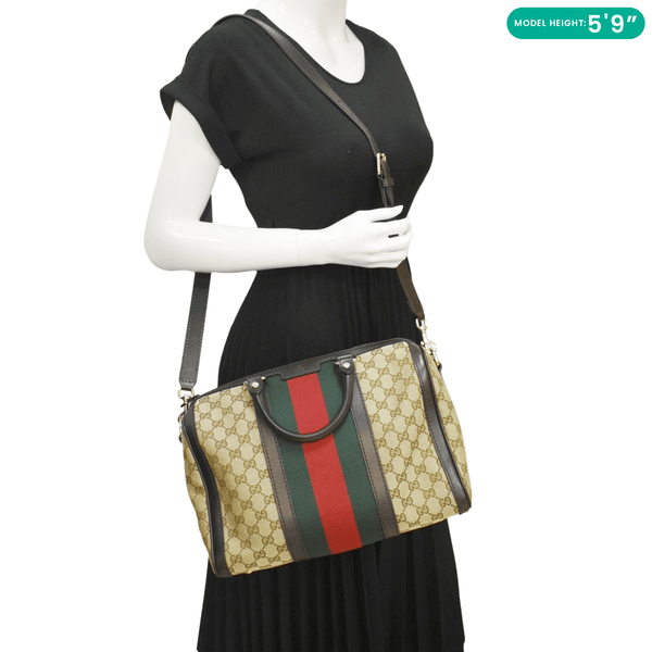 GUCCI Vintage Web Original GG Boston Bag Beige 247205