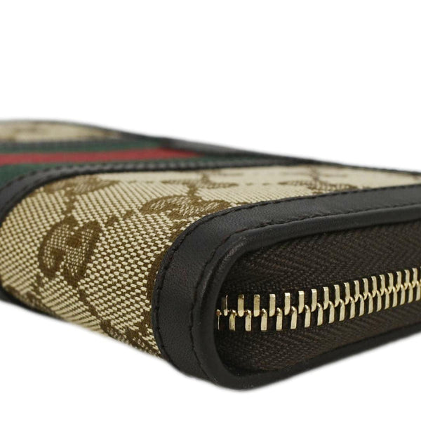 GUCCI Web Rania GG Canvas Zip Around Wallet Beige 353651