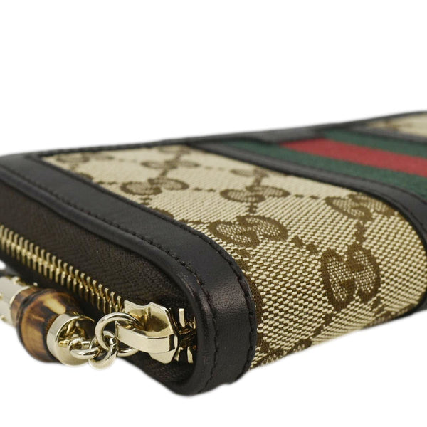 GUCCI Web Rania GG Canvas Zip Around Wallet Beige 353651
