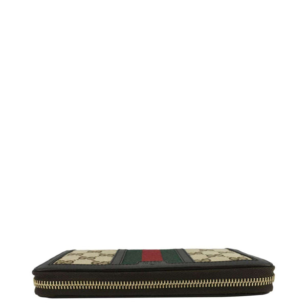 GUCCI Web Rania GG Canvas Zip Around Wallet Beige 353651