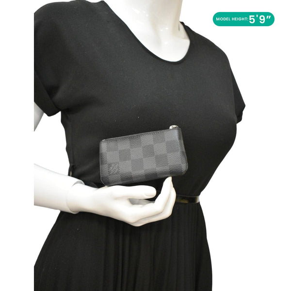LOUIS VUITTON Damier Graphite Key Coin Pouch Black