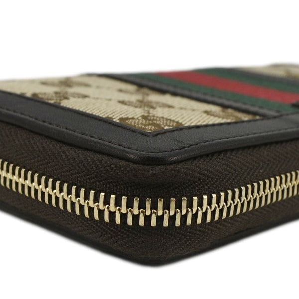 GUCCI Web Rania GG Canvas Zip Around Wallet Beige 353651