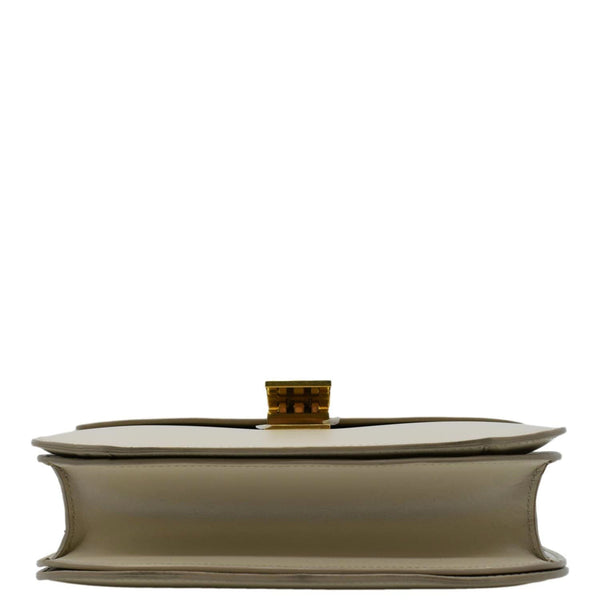 CELINE Classic Box Medium  Leather Flap Shoulder Bag Greige