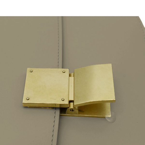 CELINE Classic Box Medium  Leather Flap Shoulder Bag Griege