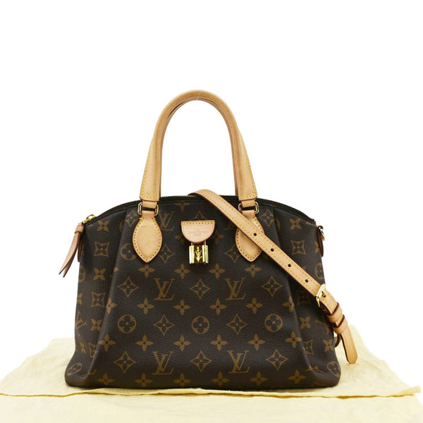 LOUIS VUITTON Rivoli PM Monogram Canvas Brown Satchel Bag upper side