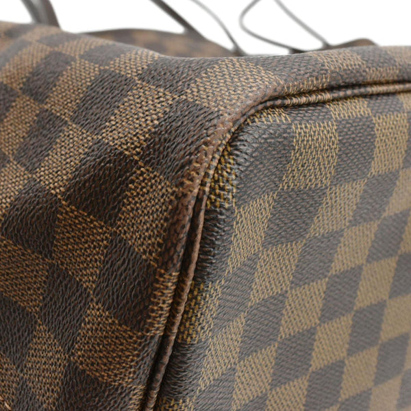LOUIS VUITTON Damier Ebene Tote Shoulder Bag Brown upper lower right corner look