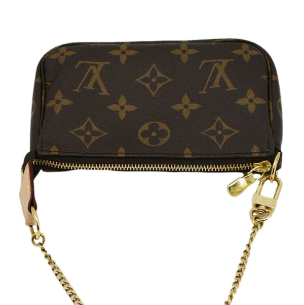 LOUIS VUITTON Mini Pochette Monogram Canvas Accessoires Pouch Brown