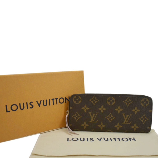LOUIS VUITTON Clemence Monogram Canvas Zippy Wallet Brown