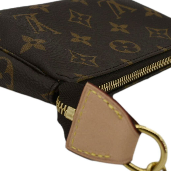 LOUIS VUITTON Mini Pochette Monogram Canvas Accessoires Pouch Brown