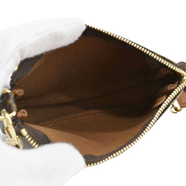 LOUIS VUITTON Mini Pochette Monogram Canvas Accessoires Pouch Brown