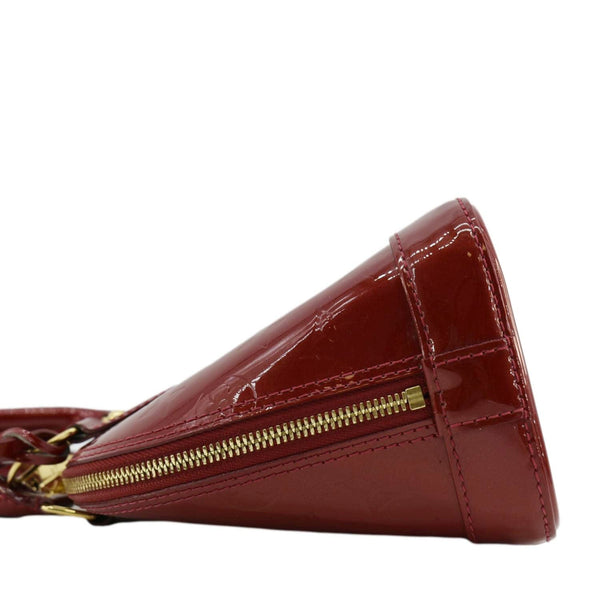 LOUIS VUITTON Alma BB Monogram Vernis Leather Satchel Bag Red