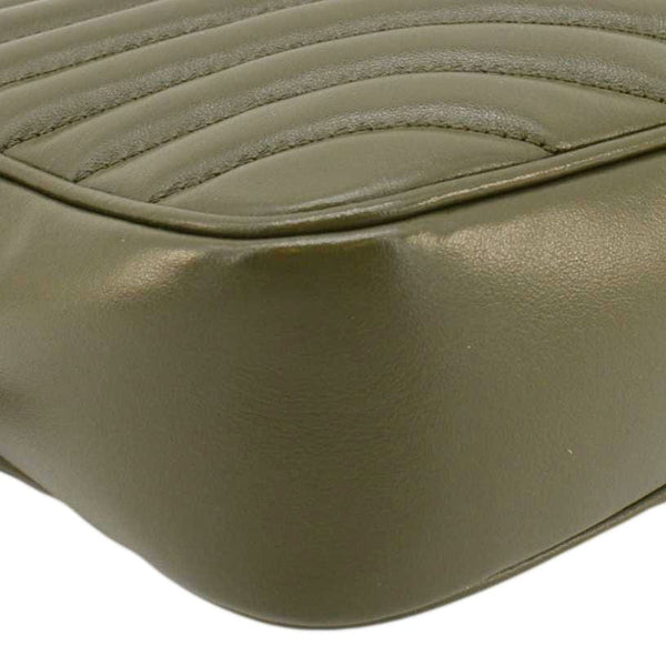 YVES SAINT LAURENT Lou Chevron Leather Camera Crossbody Bag Olive