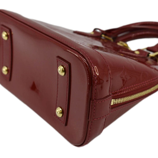 LOUIS VUITTON Alma BB Monogram Vernis Leather Satchel Bag Red