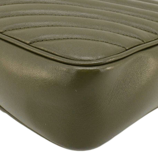 YVES SAINT LAURENT Lou Chevron Leather Camera Crossbody Bag Olive