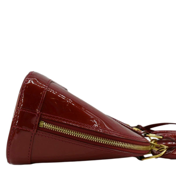LOUIS VUITTON Alma BB Monogram Vernis Leather Satchel Bag Red