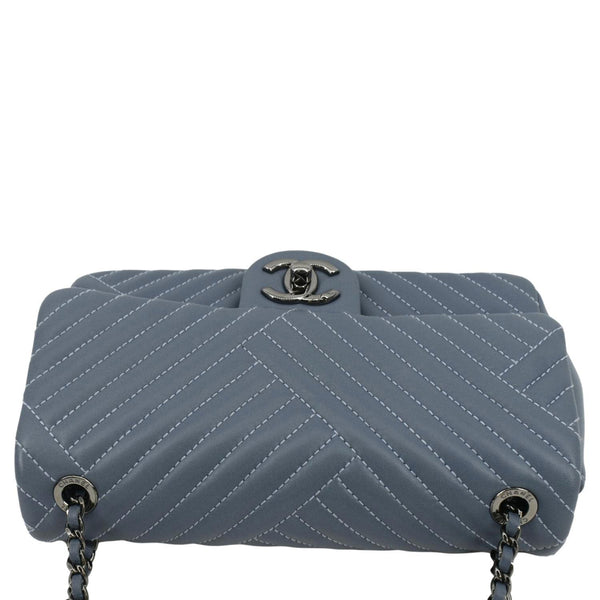 CHANEL CC Small Crossing Flap Quilted Leather Shoulder Bag Blue
