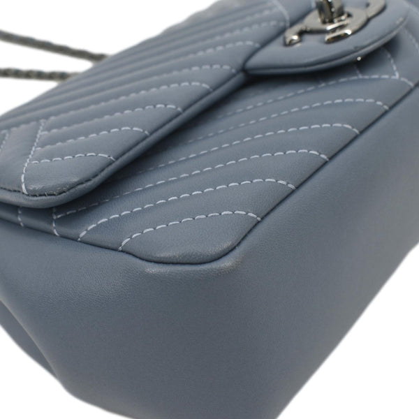 CHANEL CC Small Crossing Flap Quilted Leather Shoulder Bag Blue