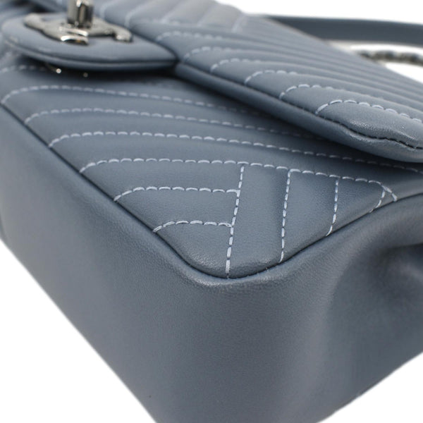 CHANEL CC Small Crossing Flap Quilted Leather Shoulder Bag Blue