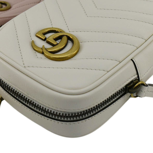 GUCCI GG Marmont Mini Matelasse Leather Shoulder Bag White 699759