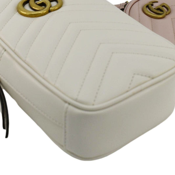 GUCCI GG Marmont Mini Matelasse Leather Shoulder Bag White 699759