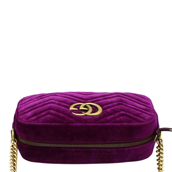 GUCCI GG Marmont Small Chain Shoulder Bag Purple upper look