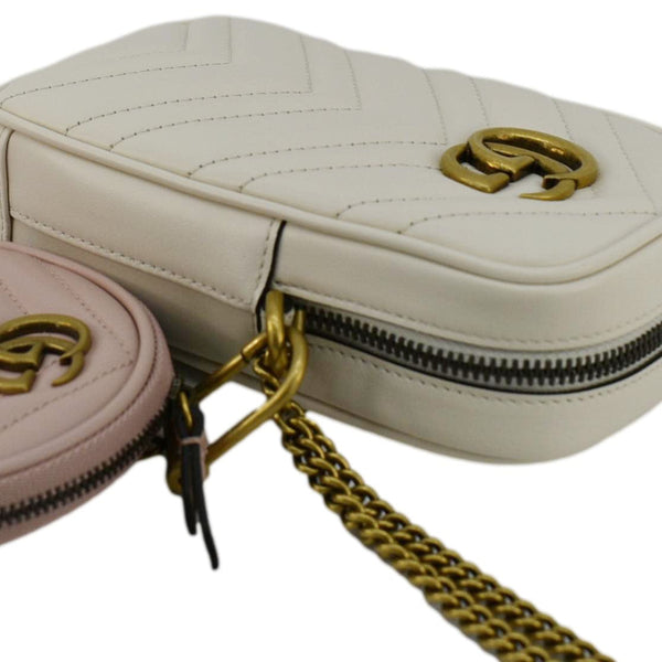 GUCCI GG Marmont Mini Matelasse Leather Shoulder Bag White 699759