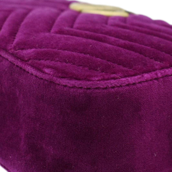 GUCCI GG Marmont Small Matelasse Velvet Chain Shoulder Bag Purple 447632