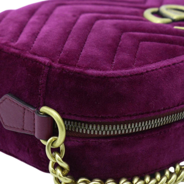 GUCCI GG Marmont Small Matelasse Velvet Chain Shoulder Bag Purple 447632
